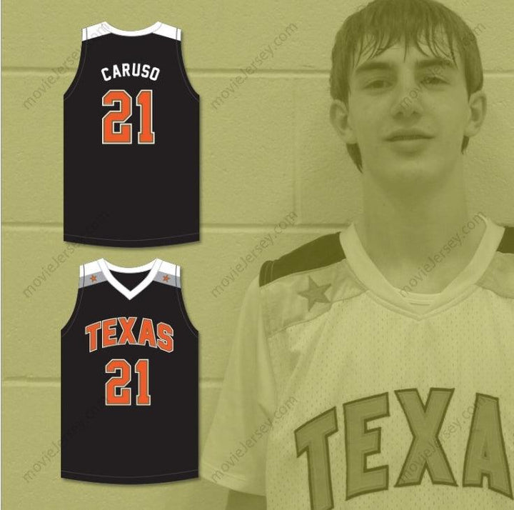 CUSTOM ANY Name Number ALEX CARUSO 21 TEXAS D1 AMBASSADORS  BLACK BASKETBALL JERSEY 1 Top Stitched S-6XL