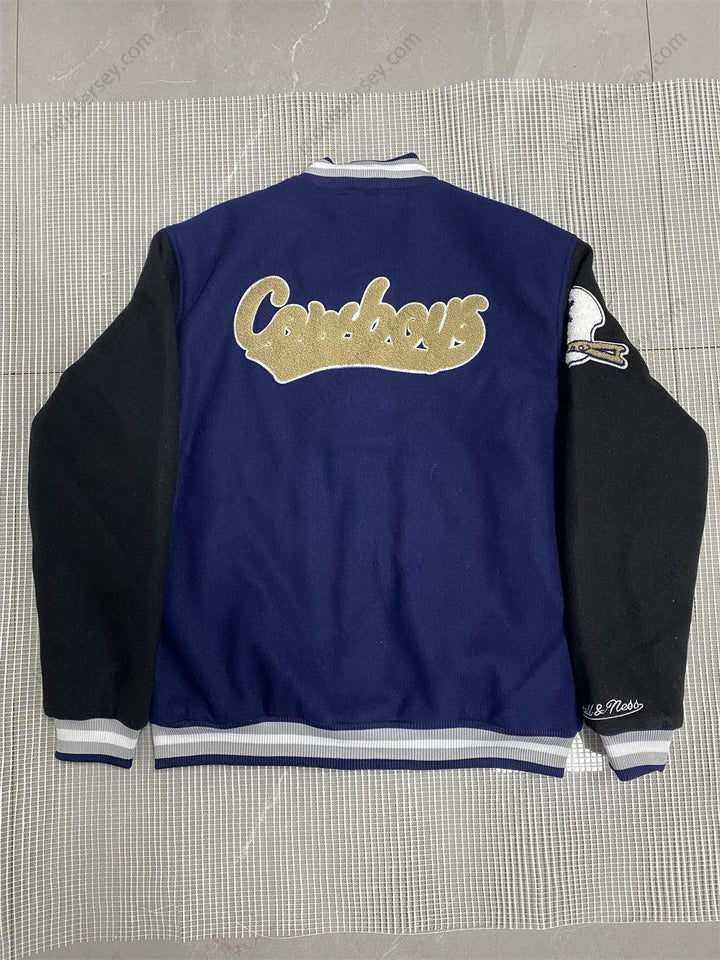Men’s Navy Dallas Cowboys Team Legacy Full-Snap Varsity Jacket