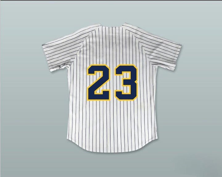 Custom Any Name Number CLAYTON KERSHAW 23 HIGHLAND PARK HIGH SCHOOL SCOTS WHITE PINSTRIPED BASEBALL JERSEY 1 Top Stitched S-6XL