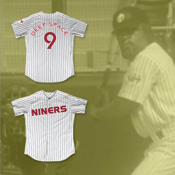 Custom Any Name Number DEEP SPACE NINERS WHITE PINSTRIPED BASEBALL JERSEY Top Stitched S-6XL