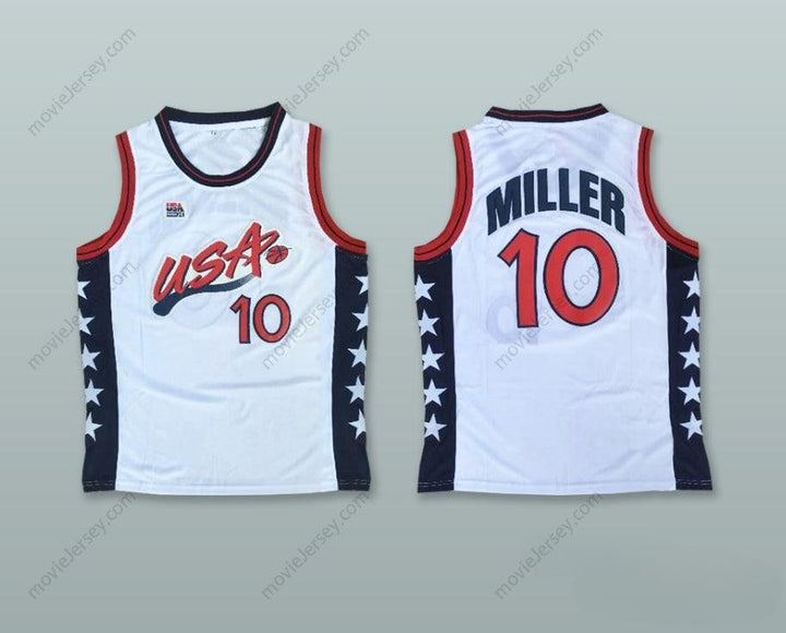 CUSTOM ANY Name Number 1996 REGGIE MILLER 10 USA TEAM HOME BASKETBALL JERSEY Top Stitched S-6XL