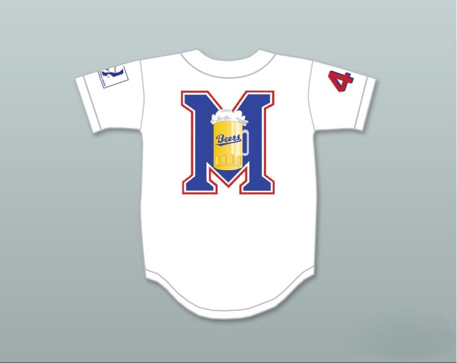 Custom Any Name Number JOE COOPER 44  BEERS LOGO DELUXE BASEKETBALL WHITE BASEBALL JERSEY Top Stitched S-6XL