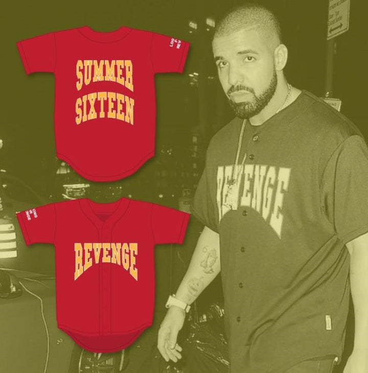 Custom Any Name Number DRAKE SUMMER SIXTEEN REVENGE LOOKING FOR REVENGE RED BASEBALL JERSEY Top Stitched S-6XL