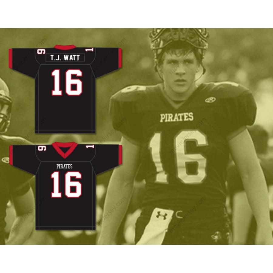 CUSTOM ANY Name Number TJ WATT 16 PEWAUKEE HIGH SCHOOL PIRATES Football Jersey Top Stitched S-6XL