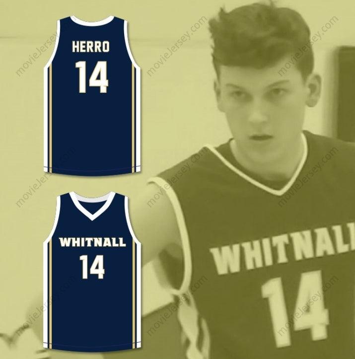 CUSTOM ANY Name Number TYLER HERRO 14 WHITNALL HIGH SCHOOL FALCONS NAVY BLUE BASKETBALL JERSEY 2 Top Stitched S-6XL