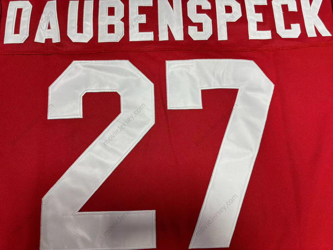 Custom Any Name Number KIRK DAUBENSPECK 27 INDIANAPOLIS ICE WHA RACERS THROWBACK RED HOCKEY JERSEY Top Stitched S-6XL