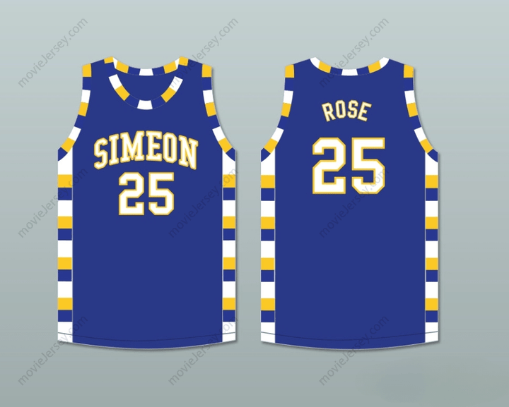 CUSTOM ANY Name Number DERRICK ROSE 25 SIMEON CAREER ACADEMY WOLVERINES ROYAL BLUE BASKETBALL JERSEY Top Stitched S-6XL