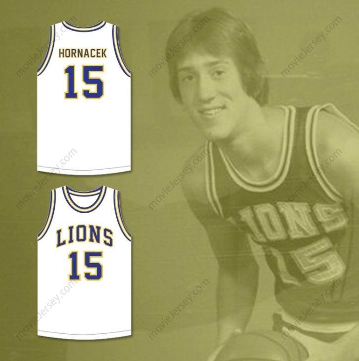 CUSTOM ANY Name Number JEFF HORNACEK 15 LYONS TOWNSHIP HIGH SCHOOL LIONS WHITE BASKETBALL JERSEY 2 Top Stitched S-6XL