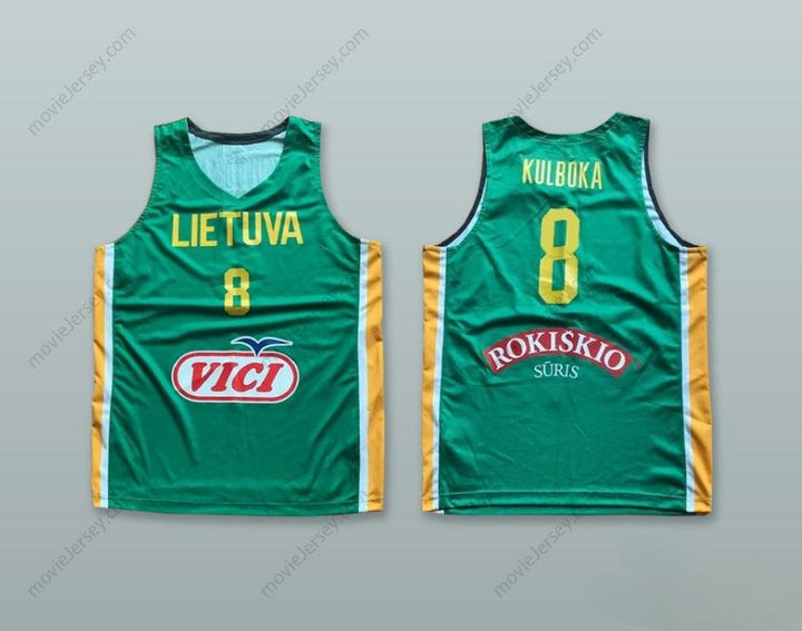 CUSTOM ANY Name Number ARNOLDAS KULBOKA 8 LIETUVA LITHUANIA GREEN BASKETBALL JERSEY Top Stitched S-6XL