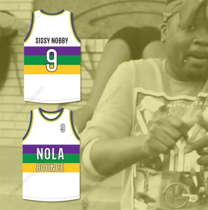CUSTOM ANY Name Number SISSY NOBBY 9 NOLA BOUNCE WHITE BASKETBALL JERSEY Top Stitched S-6XL