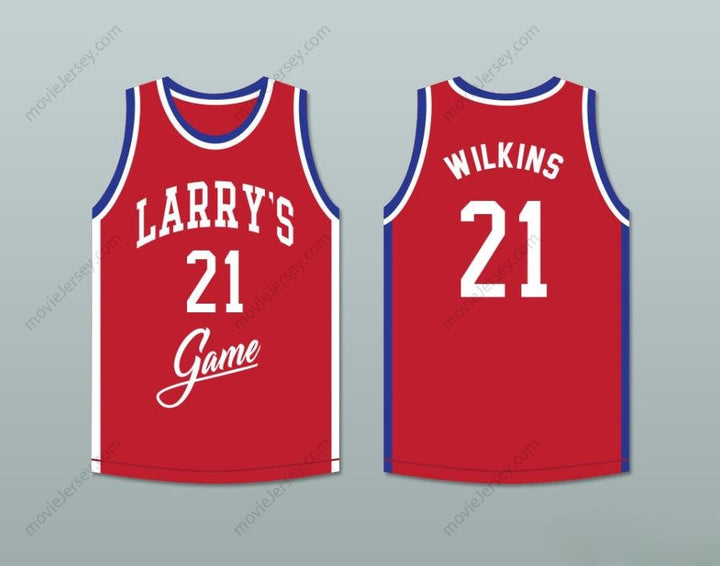 CUSTOM ANY Name Number DOMINIQUE WILKINS 21 LARRY'S GAME RED BASKETBALL JERSEY 1988 CHARITY EVENT Top Stitched S-6XL