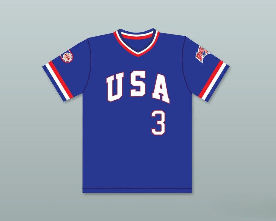 Custom Any Name Number FLAVIO ALFARO 3 1984 USA TEAM BLUE BASEBALL JERSEY Top Stitched S-6XL