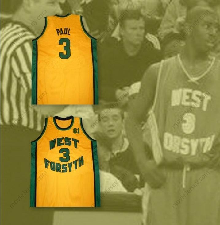CUSTOM ANY Name Number CHRIS PAUL 3 WEST FORSYTH HIGH SCHOOL YELLOW BASKETBALL JERSEY 61 TRIBUTE TO GRANDFATHER Top Stitched S-6XL