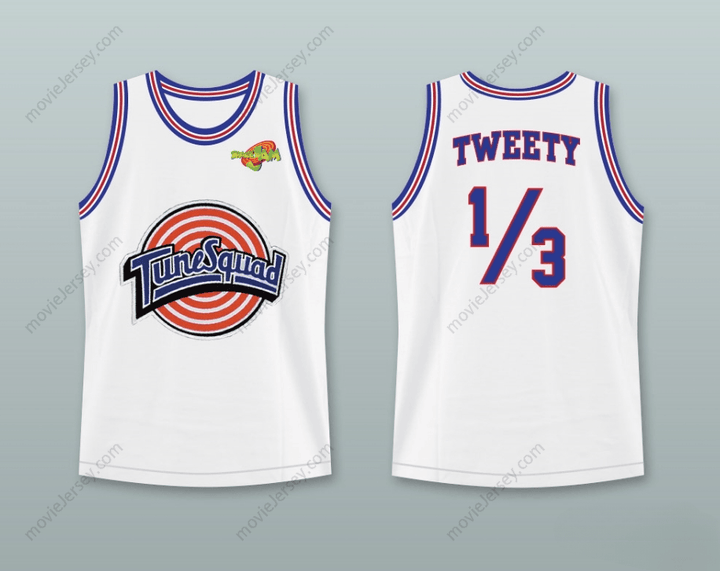 CUSTOM ANY Name Number TWEETY BIRD 1/3 TUNE SQUAD BASKETBALL JERSEY WITH SPACE JAM PATCH Top Stitched S-6XL