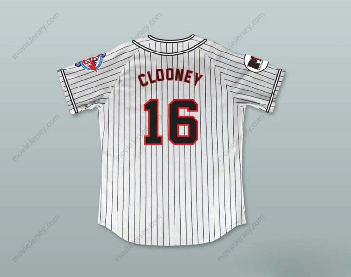Custom Any Name Number GEORGE CLOONEY 16 HOMEBOYS PINSTRIPED BASEBALL JERSEY 6TH ANNUAL ROCK N' JOCK SOFTBALL CHALLENGE 1995 Top Stitched S-6XL