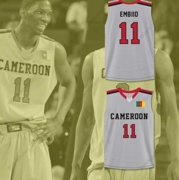 CUSTOM ANY Name Number JOEL EMBIID 11 CAMEROON GRAY BASKETBALL JERSEY Top Stitched S-6XL
