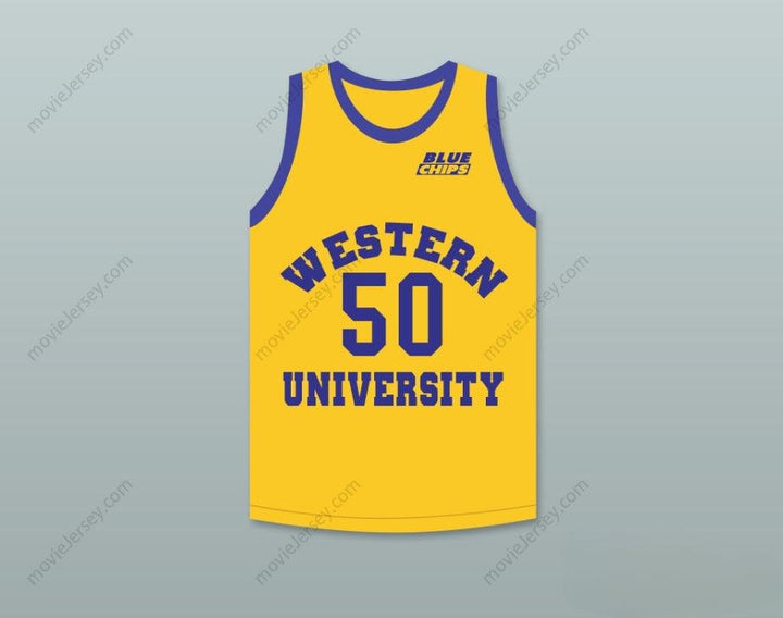 CUSTOM ANY Name Number SHAQ NEON BOUDEAUX 50   YELLOW BASKETBALL JERSEY WITH BLUE CHIPS PATCH Top Stitched S-6XL