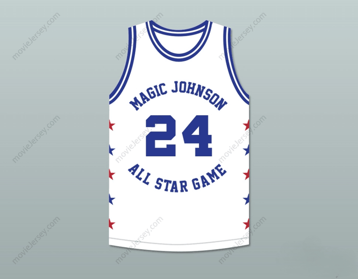 CUSTOM ANY Name Number REGGIE THEUS 24 MAGIC JOHNSON ALL STAR GAME WHITE BASKETBALL JERSEY 1988 MIDSUMMER NIGHT'S MAGIC CHARITY EVENT Top Stitched S-6XL