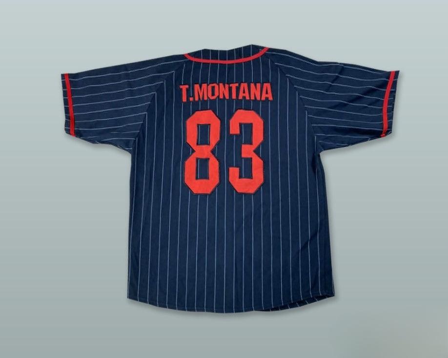Custom Any Name Number TONY MONTANA 83 SCARFACE NAVY BLUE PINSTRIPED BASEBALL JERSEY Top Stitched S-6XL
