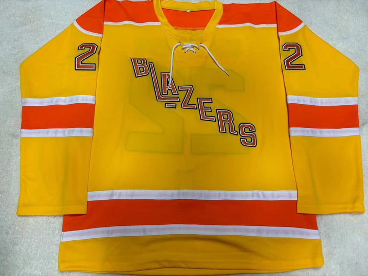 Custom Any Name Number 1974-75 WHA CLAUDE ST. SAUVEUR 22 VANCOUVER BLAZERS YELLOW HOCKEY JERSEY Top Stitched S-6XL