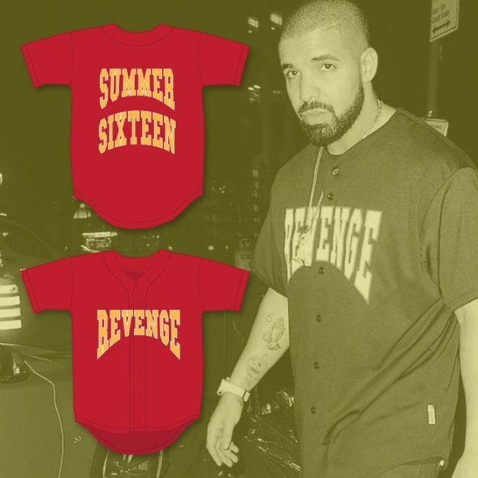 Custom Any Name Number DRAKE SUMMER SIXTEEN REVENGE RED BASEBALL JERSEY Top Stitched S-6XL