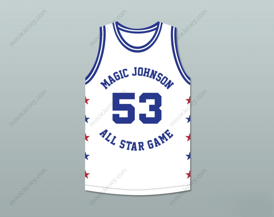 CUSTOM ANY Name Number CLIFF LEVINGSTON 53 MAGIC JOHNSON ALL STAR GAME WHITE BASKETBALL JERSEY 1986 MIDSUMMER NIGHT'S MAGIC CHARITY EVENT Top Stitched S-6XL