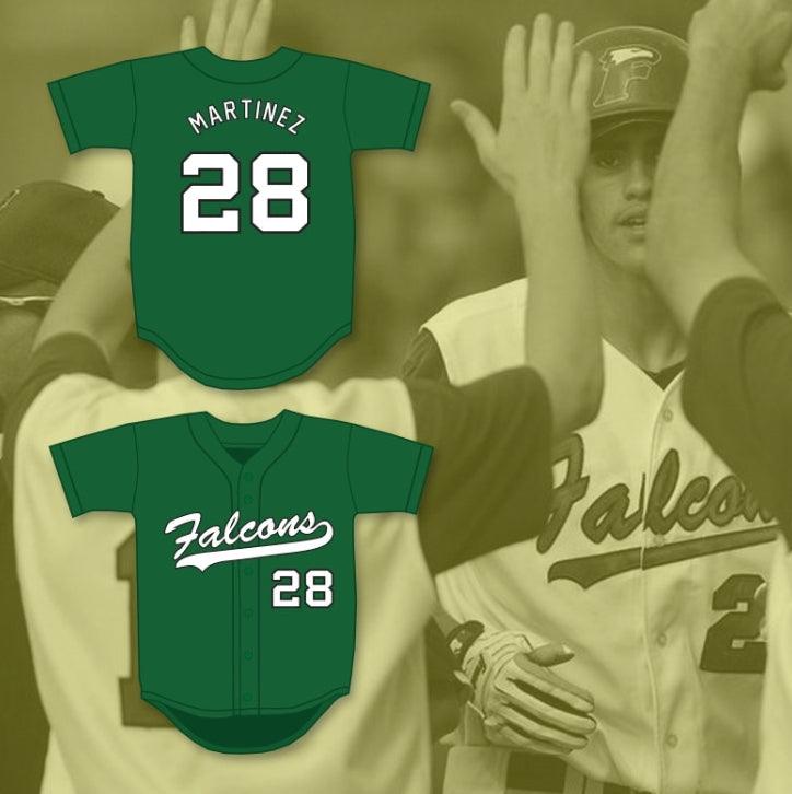 Custom Any Name Number JD MARTINEZ 28 CHARLES W. FLANAGAN HIGH SCHOOL FALCONS GREEN BASEBALL JERSEY 2 Top Stitched S-6XL