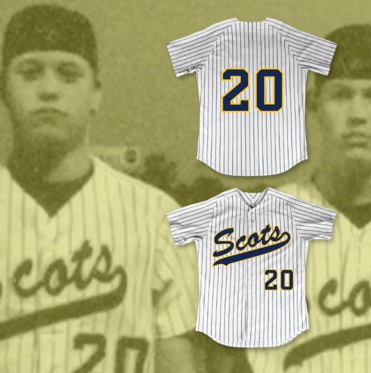 Custom Any Name Number MATTHEW STAFFORD 20 HIGHLAND PARK HIGH SCHOOL SCOTS WHITE PINSTRIPED BASEBALL JERSEY 1 Top Stitched S-6XL
