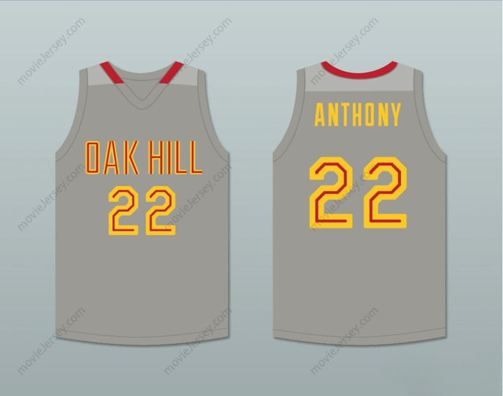 CUSTOM ANY Name Number CARMELO ANTHONY 22 OAK HILL ACADEMY GRAY BASKETBALL JERSEY Top Stitched S-6XL