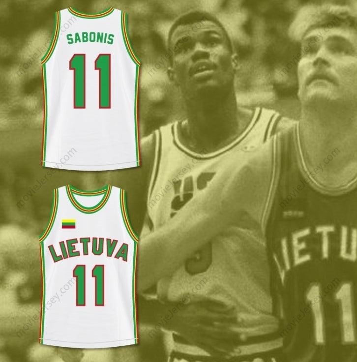 CUSTOM ANY Name Number ARVYDAS SABONIS 11 LITHUANIA BASKETBALL JERSEY STITCH SEWN Top Stitched S-6XL
