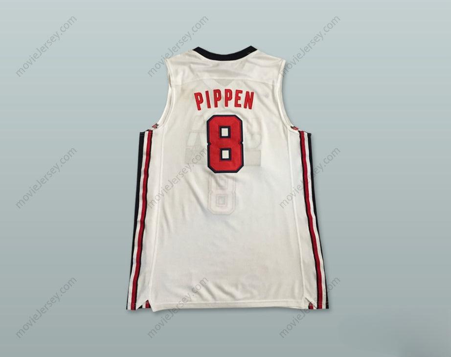 CUSTOM ANY Name Number SCOTTIE PIPPEN 8 USA HOME BASKETBALL JERSEY Top Stitched S-6XL