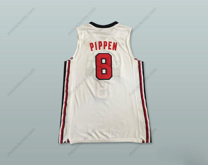 CUSTOM ANY Name Number SCOTTIE PIPPEN 8 USA HOME BASKETBALL JERSEY Top Stitched S-6XL