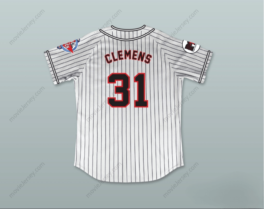Custom Any Name Number ROGER CLEMENS 31 HOMEBOYS PINSTRIPED BASEBALL JERSEY 6TH ANNUAL ROCK N' JOCK SOFTBALL CHALLENGE 1995 Top Stitched S-6XL