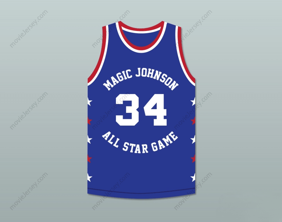 CUSTOM ANY Name Number CHARLES BARKLEY 34 MAGIC JOHNSON ALL STAR GAME BLUE BASKETBALL JERSEY 1988 MIDSUMMER NIGHT'S MAGIC CHARITY EVENT Top Stitched S-6XL