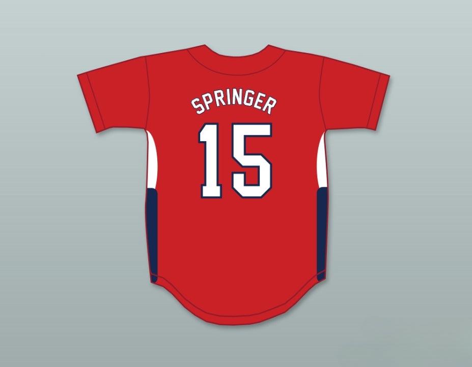 Custom Any Name Number GEORGE SPRINGER 15   OLD FARMS SCHOOL WINGED BEAVERS RED BASEBALL JERSEY 2 Top Stitched S-6XL