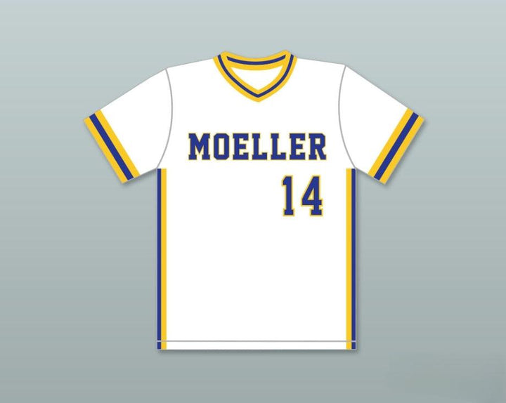 Custom Any Name Number BARRY LARKIN 14 ARCHBISHOP   HIGH SCHOOL CRUSADERS WHITE BASEBALL JERSEY 2 Top Stitched S-6XL