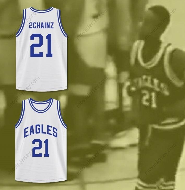 CUSTOM ANY Name Number TAUHEED EPPS 2 CHAINZ 21 NORTH CLAYTON HIGH SCHOOL EAGLES WHITE BASKETBALL JERSEY Top Stitched S-6XL