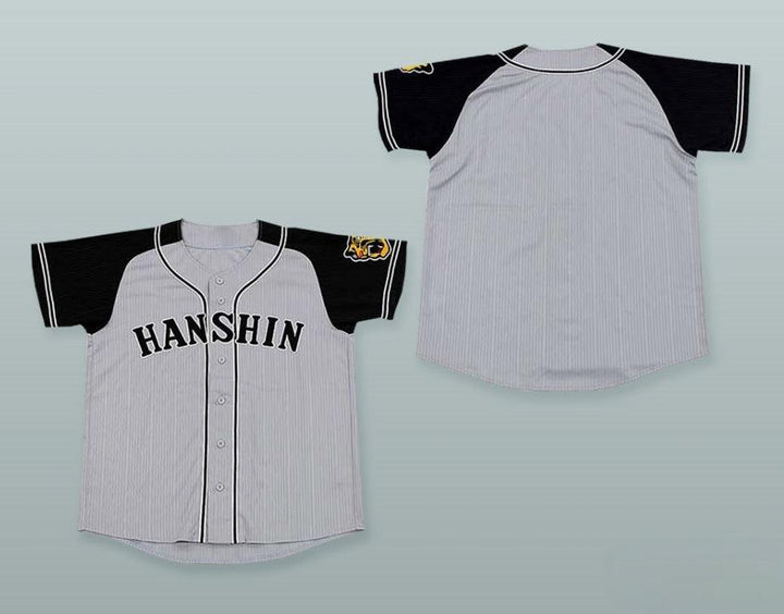 Custom Any Name Number HANSHIN TIGERS GRAY BASEBALL JERSEY WITH PATCH Top Stitched S-6XL