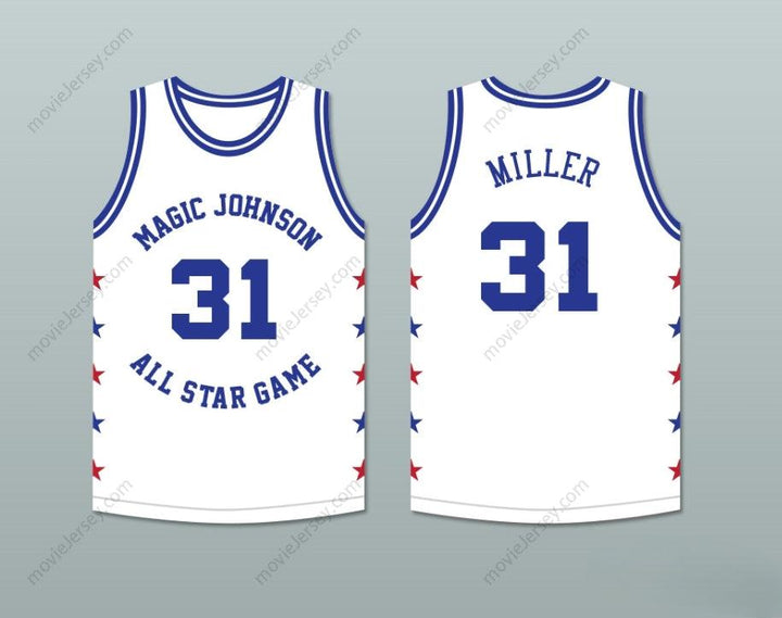 CUSTOM ANY Name Number REGGIE MILLER 31 MAGIC JOHNSON ALL STAR GAME WHITE BASKETBALL JERSEY 1989 MIDSUMMER NIGHT'S MAGIC CHARITY EVENT Top Stitched S-6XL