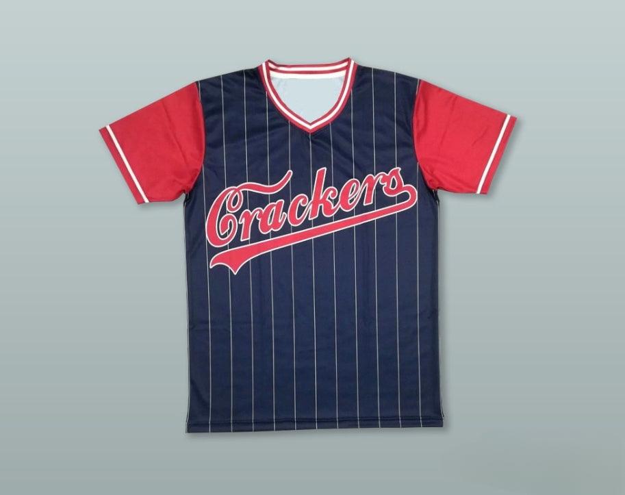 Custom Any Name Number  CRACKERS 8 BLUE PINSTRIPED BASEBALL JERSEY Top Stitched S-6XL