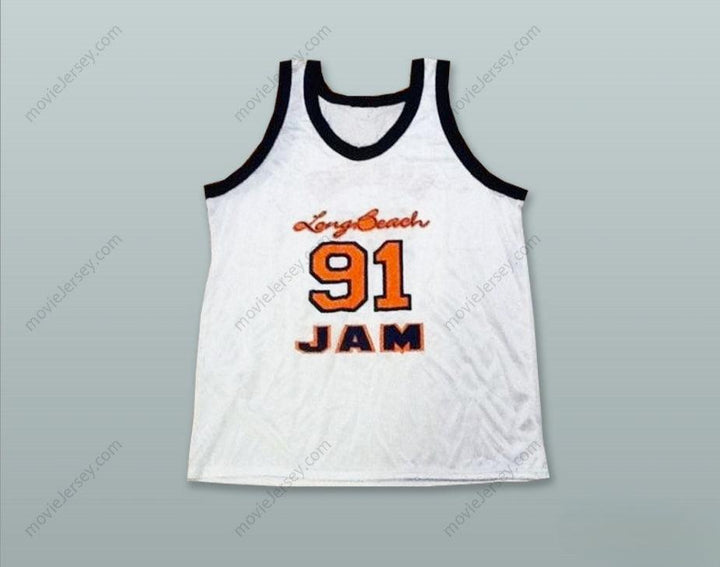 CUSTOM ANY Name Number DENNIS RODMAN 91 LONG BEACH JAM WHITE BASKETBALL JERSEY Top Stitched S-6XL