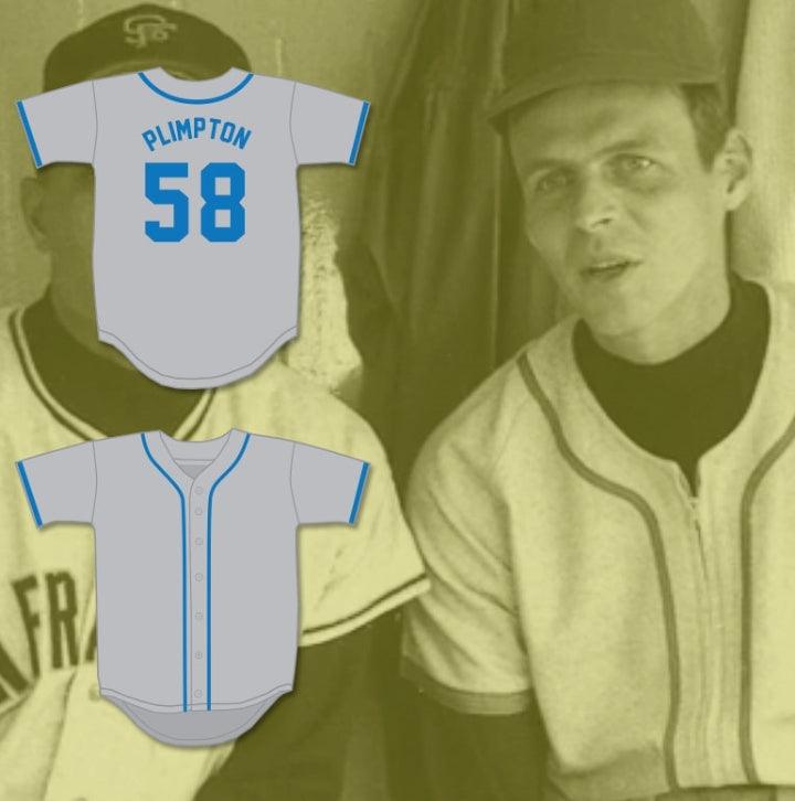 Custom Any Name Number GEORGE PLIMPTON 58 EXHIBITION GAME GRAY BASEBALL JERSEY Top Stitched S-6XL