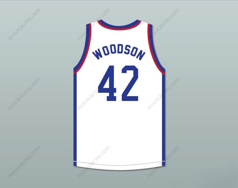 CUSTOM ANY Name Number MIKE WOODSON 42 LARRY'S GAME WHITE BASKETBALL JERSEY 1988 CHARITY EVENT Top Stitched S-6XL