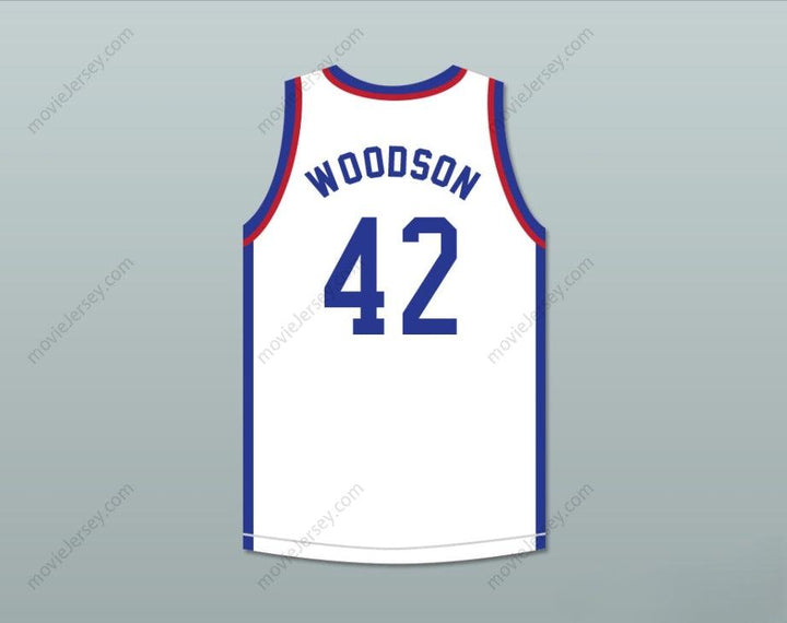 CUSTOM ANY Name Number MIKE WOODSON 42 LARRY'S GAME WHITE BASKETBALL JERSEY 1988 CHARITY EVENT Top Stitched S-6XL