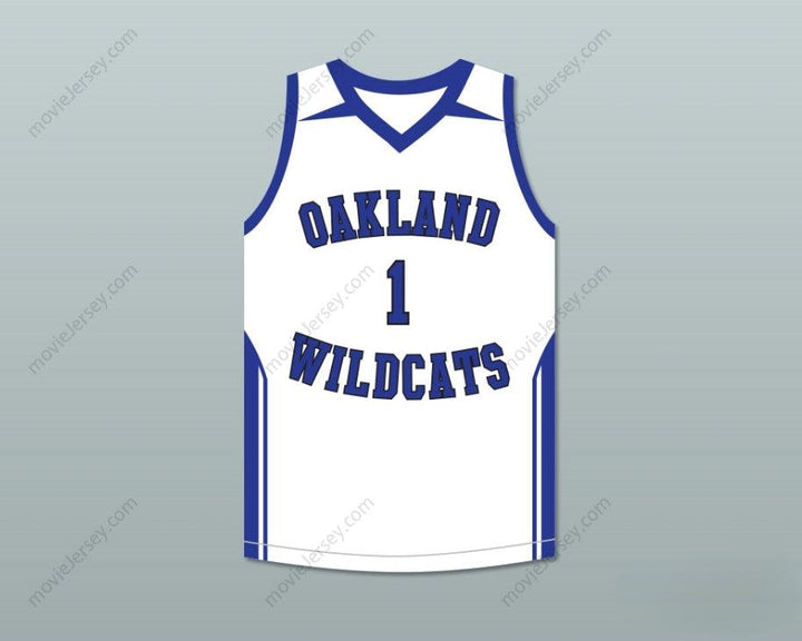 CUSTOM ANY Name Number DAMIAN LILLARD 1  HIGH SCHOOL WILDCATS WHITE BASKETBALL JERSEY 2 Top Stitched S-6XL