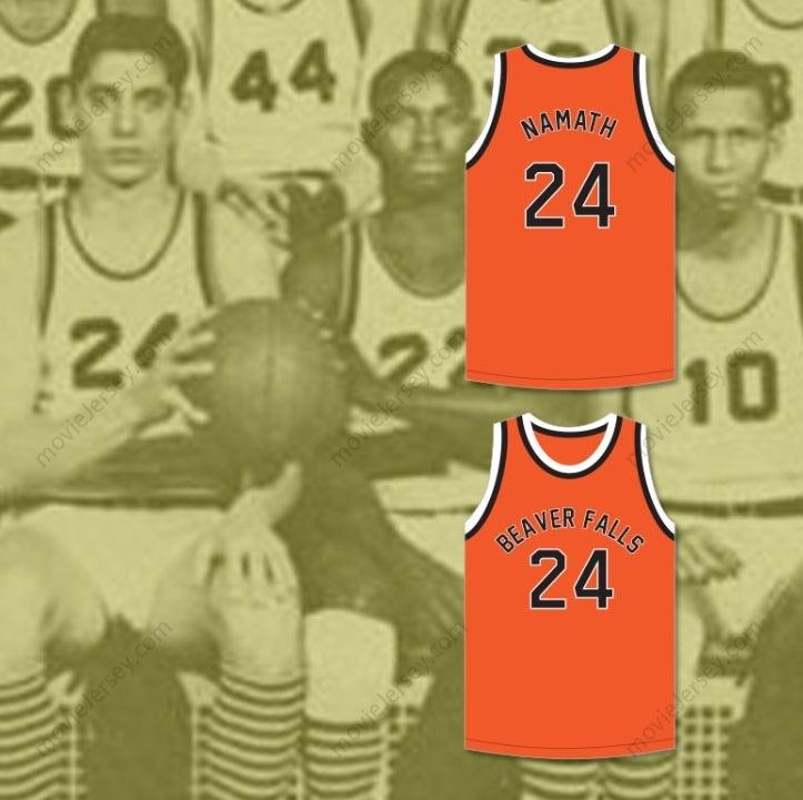 CUSTOM ANY Name Number JOE NAMATH 24 BEAVER FALLS HIGH SCHOOL TIGERS ORANGE BASKETBALL JERSEY 2 Top Stitched S-6XL