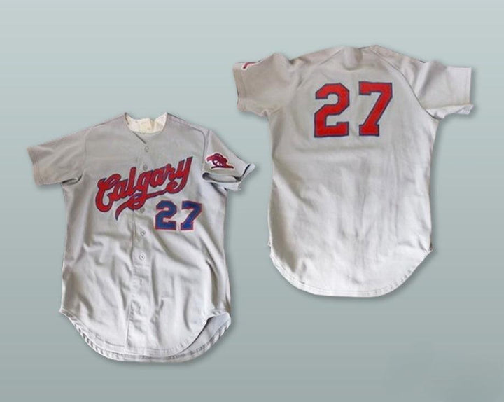 Custom Any Name Number CALGARY CANNONS 27 GRAY BUTTON DOWN BASEBALL JERSEY Top Stitched S-6XL