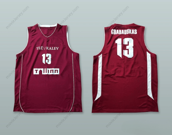 CUSTOM ANY Name Number  ROBERTAS GRABAUSKAS 13 BC TALLINNA KALEV ESTONIA MAROON BASKETBALL JERSEY Top Stitched S-6XL