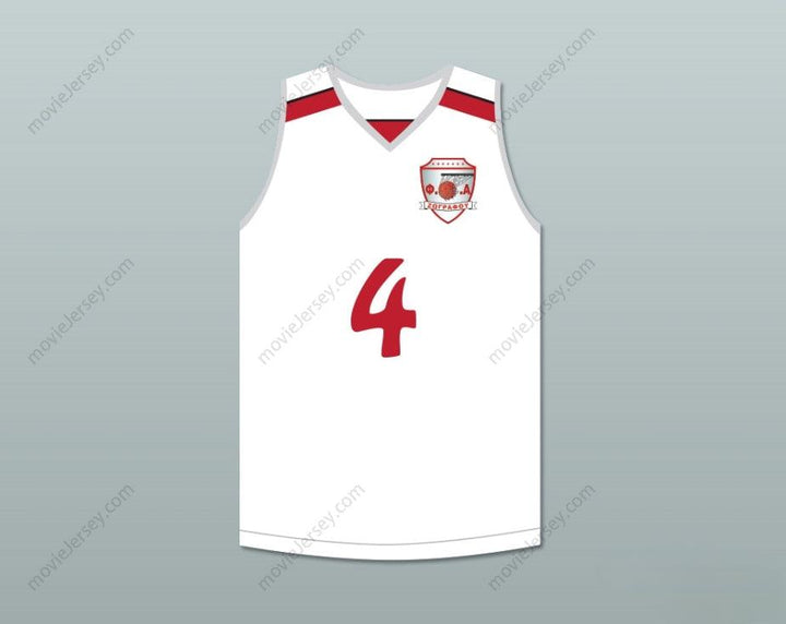 CUSTOM ANY Name Number GIANNIS ANTETOKOUNMPO 4 FILATHLITIKOS B.C. WHITE BASKETBALL JERSEY Top Stitched S-6XL