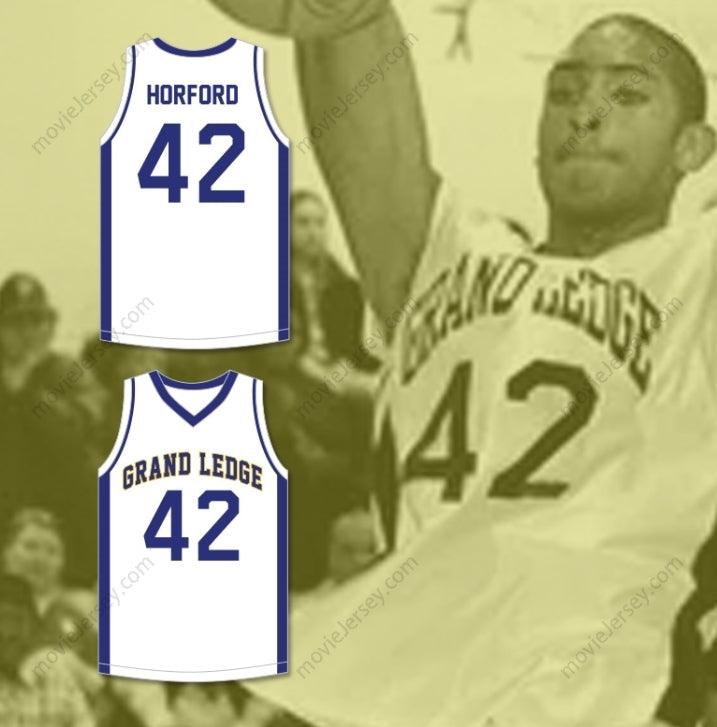CUSTOM ANY Name Number AL HORFORD 42 GRAND LEDGE HIGH SCHOOL COMETS WHITE BASKETBALL JERSEY 4 Top Stitched S-6XL